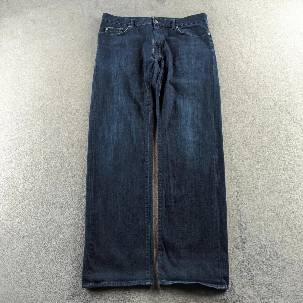 Hugo Boss Jeans Mens 38x34 (Fits 36x33) Blue Dark Wash Straight Performance